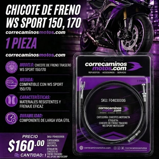 CHICOTE DE FRENO TRASERO WS SPORT 150, 170