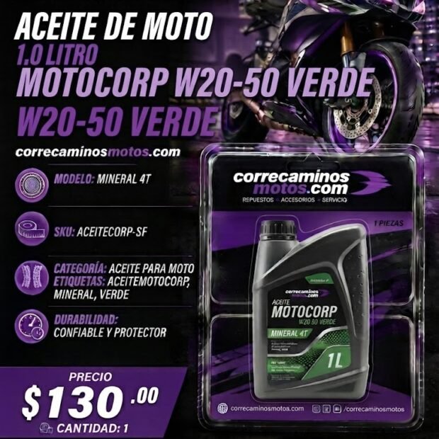 ACEITE MOTOCORP W20 50 VERDE